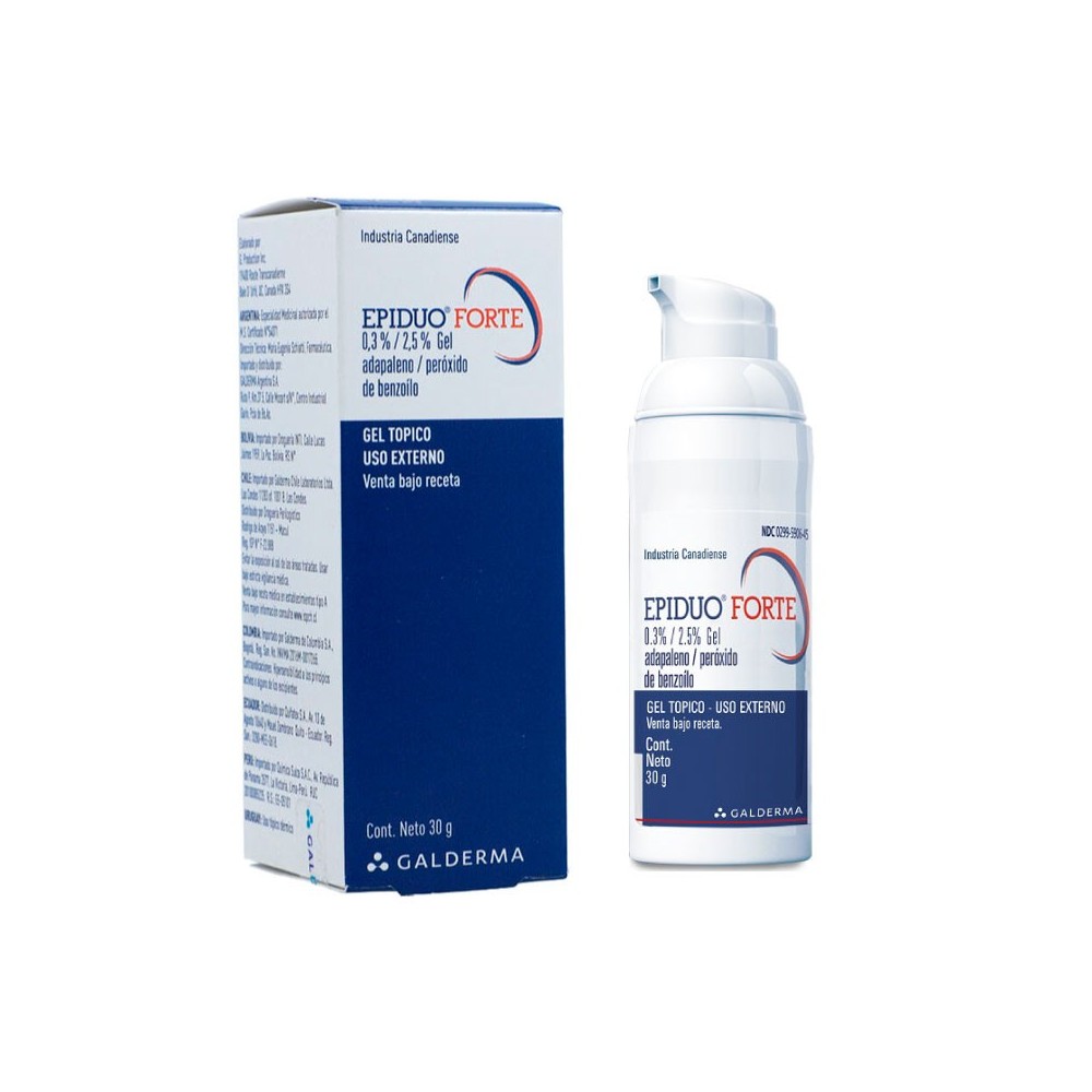 Epiduo Forte gel pertenece a un grupo de medicamentos conocido como “preparados anti-acné para uso tópico”, es decir, se utiliza para el tratamiento del acné vulgar, en presencia de comedones (puntos negros y espinillas), numerosas pápulas y pústulas (granos inflamados). / Acne moderado a severo.
Aplicación nocturna y protección solar.