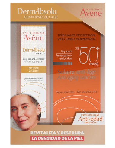Kit Antiedad Avene DermAbsolu Contorno de Ojos x15ml + Fotoprotector Antiedad SPF50+ Emulsión x50ml