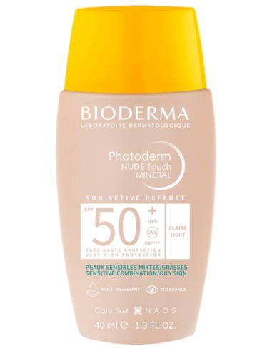 Bioderma Fotoprotector Photoderm NUDE Touch Mineral SPF50+ con Color Tono Claro x40ml