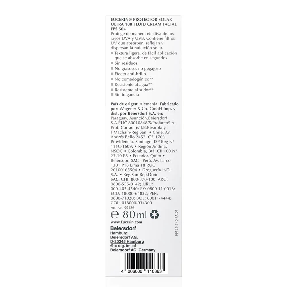 Eucerin Protector Solar Ultra 100 Fluid 80 ml SPF 50+ - TIENDA PIEL