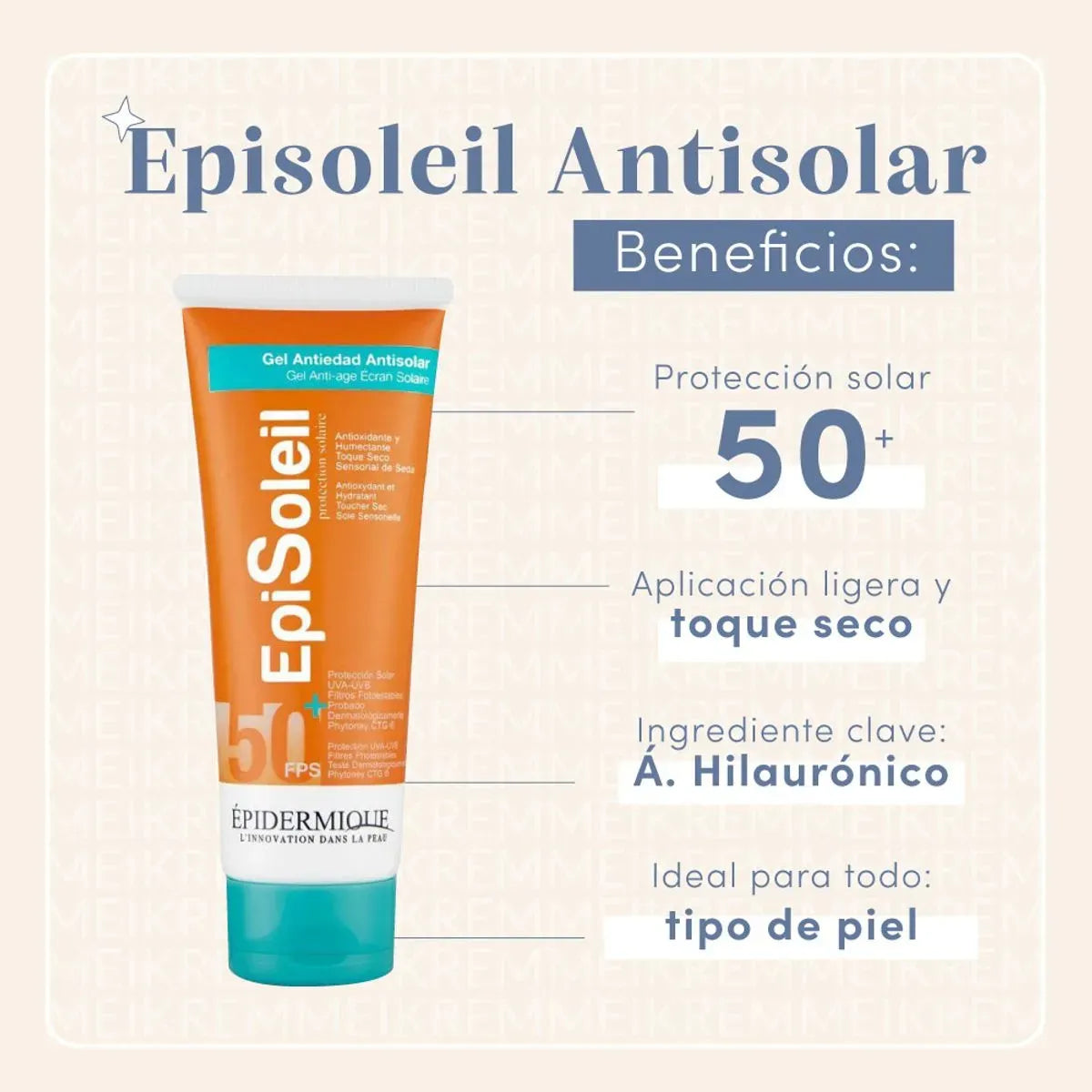 Epidermique Episoleil Gel Antiedad Antisolar SPF50+ x70gr