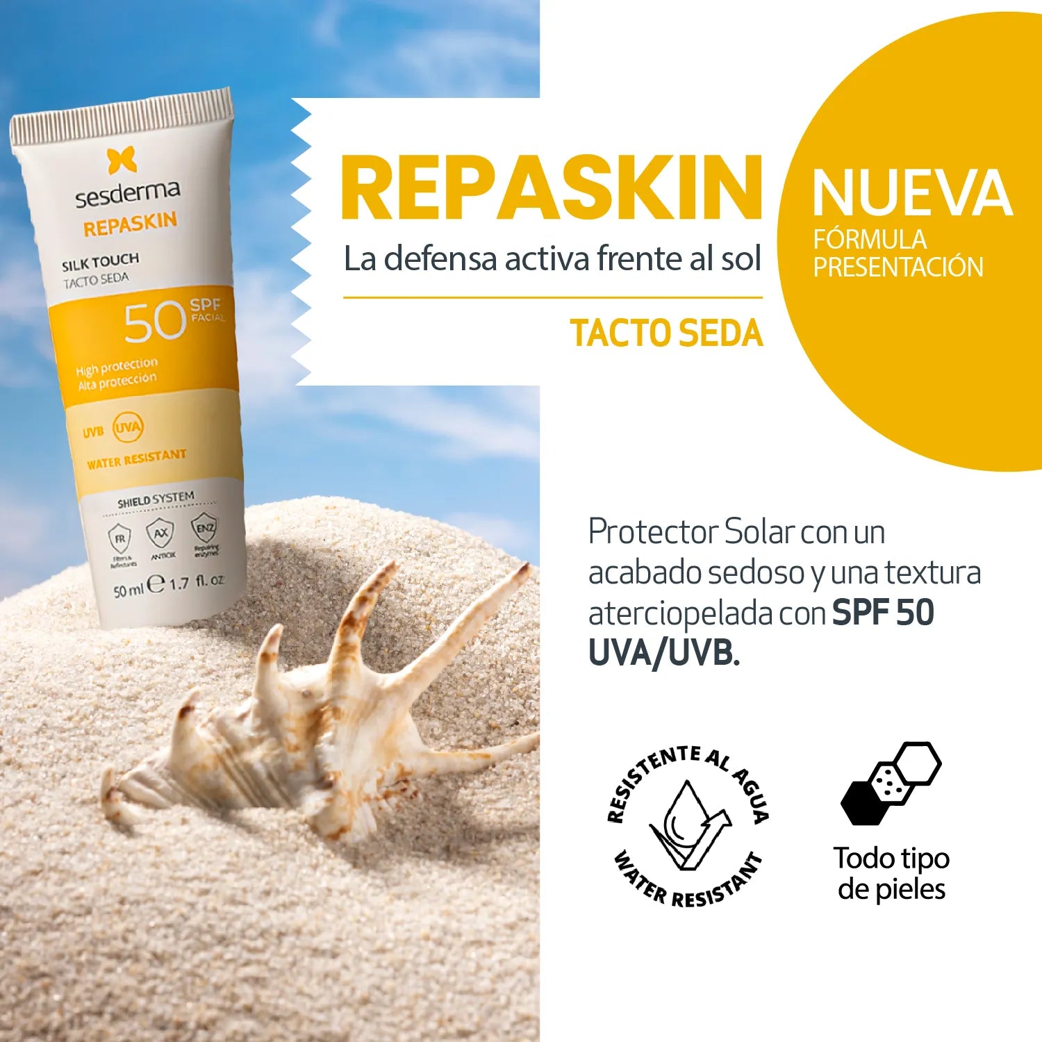 Sesderma Repaskin Spf50 Tacto Seda x50ml