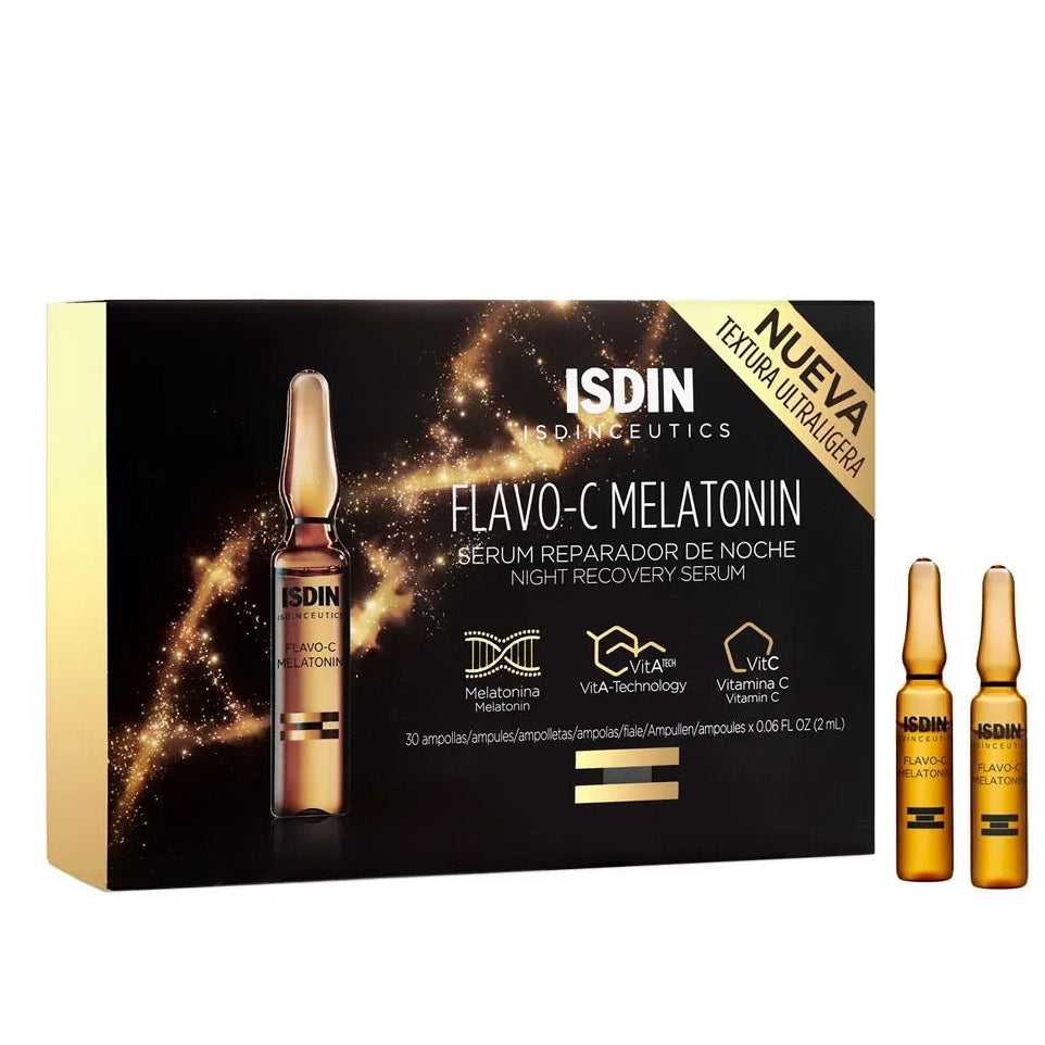 Isdinceutics Flavo - C Melatonin Sérum Reparador de Noche x10 Ampollas x2ml c/u - TIENDA PIEL