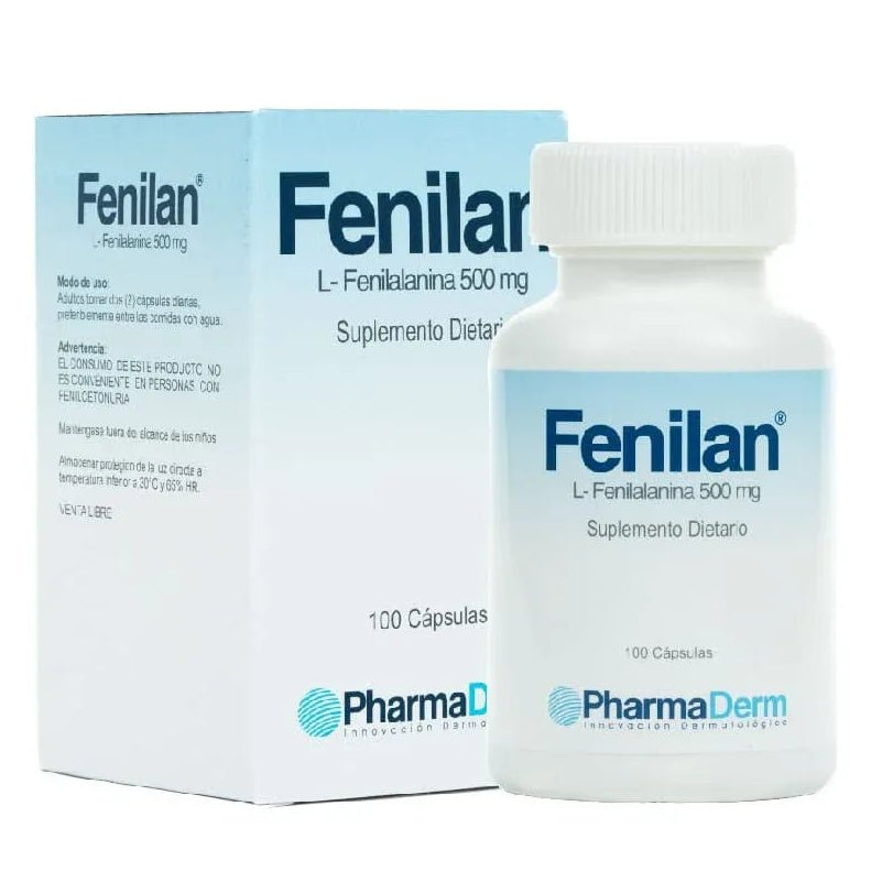 Pharmaderm Fenilan (Fenilalanina 500mg) x100 capsulas - TIENDA PIEL