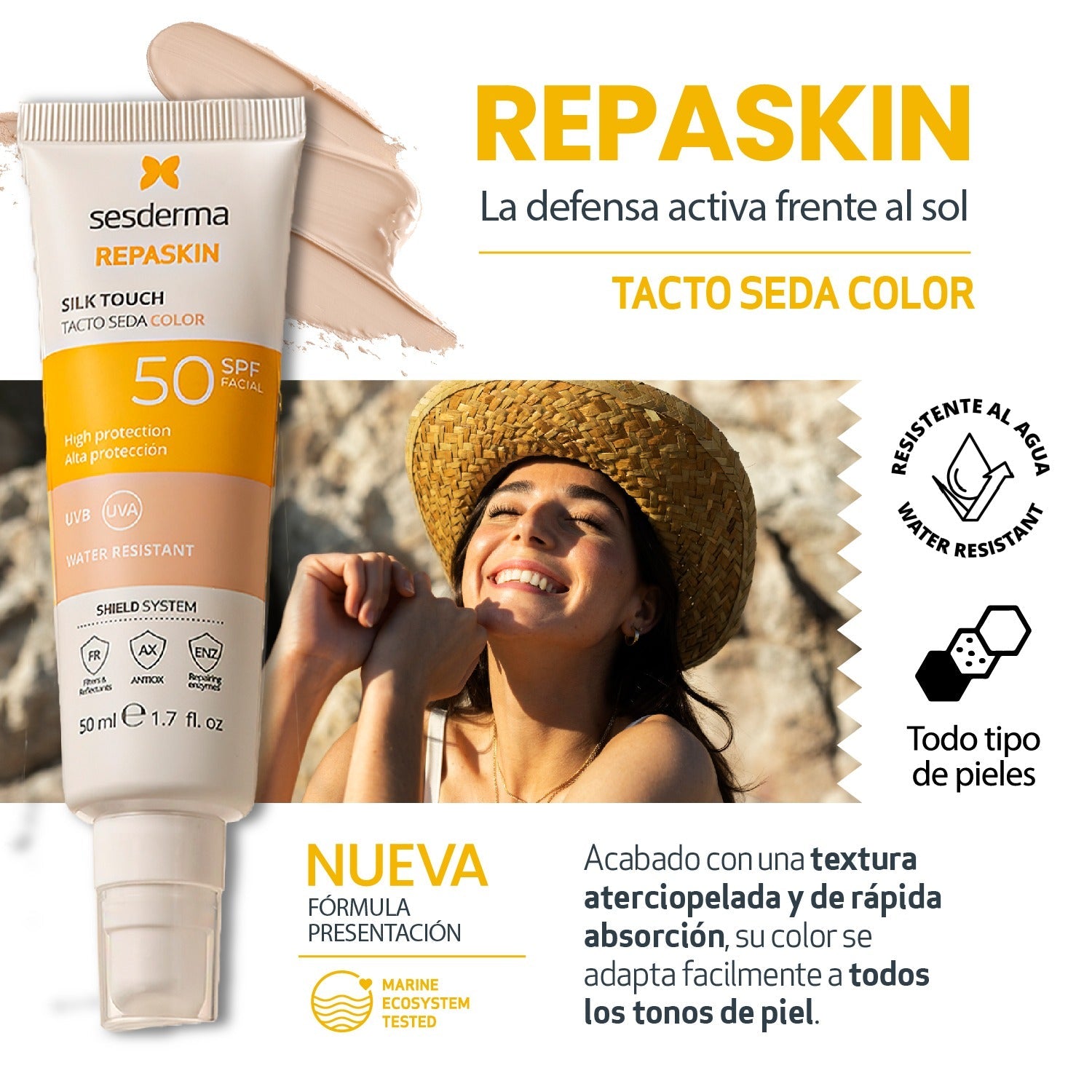 Sesderma Protector Solar Repaskin Tacto Seda Color SPF50 - TIENDA PIEL