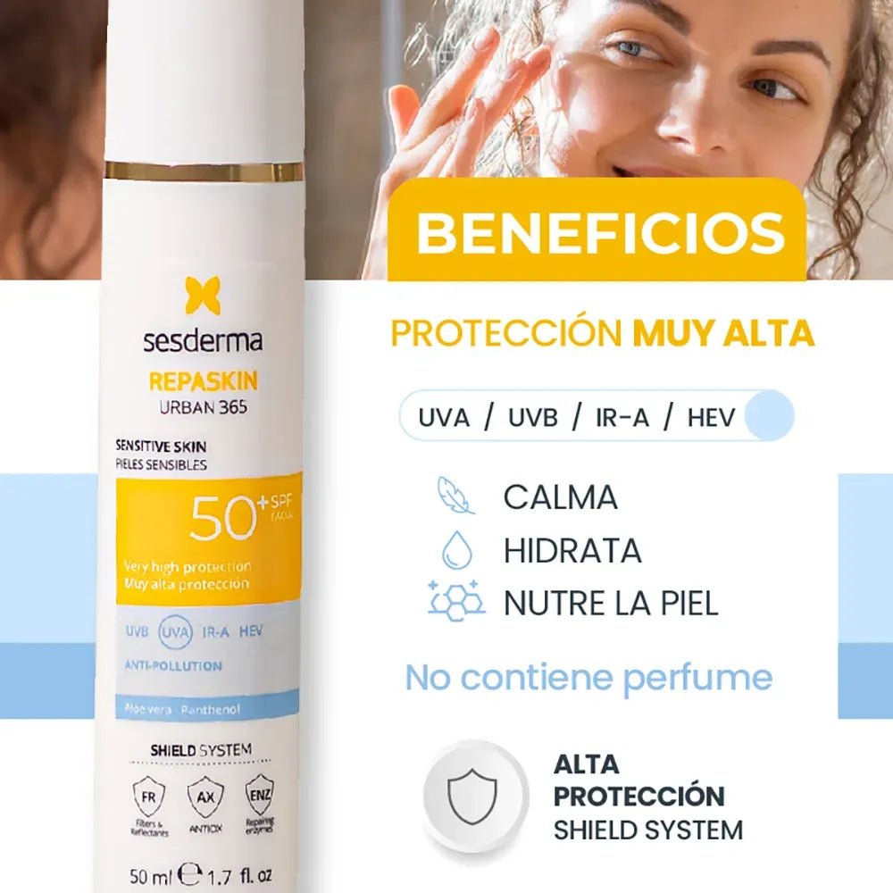 Sesderma Repaskin Urban 365 Pieles Sensibles SPF50+ x50ml - TIENDA PIEL